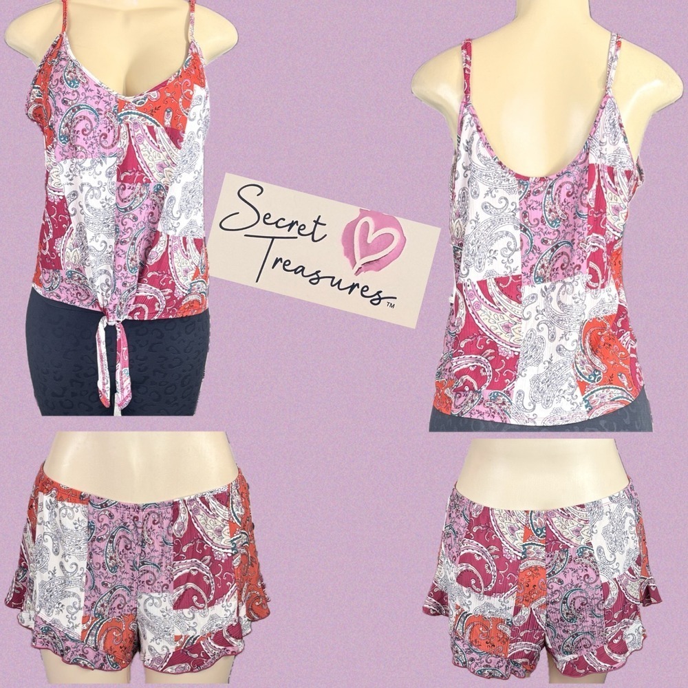 Secret Treasures Multicolor Paisley Print Pajama Sleepwear Set Cami Shorts XL